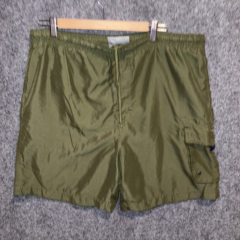 Vintage Mad Iguana Sportswear Men's M Green Swim Shorts Trunks Mesh Lined Y2K